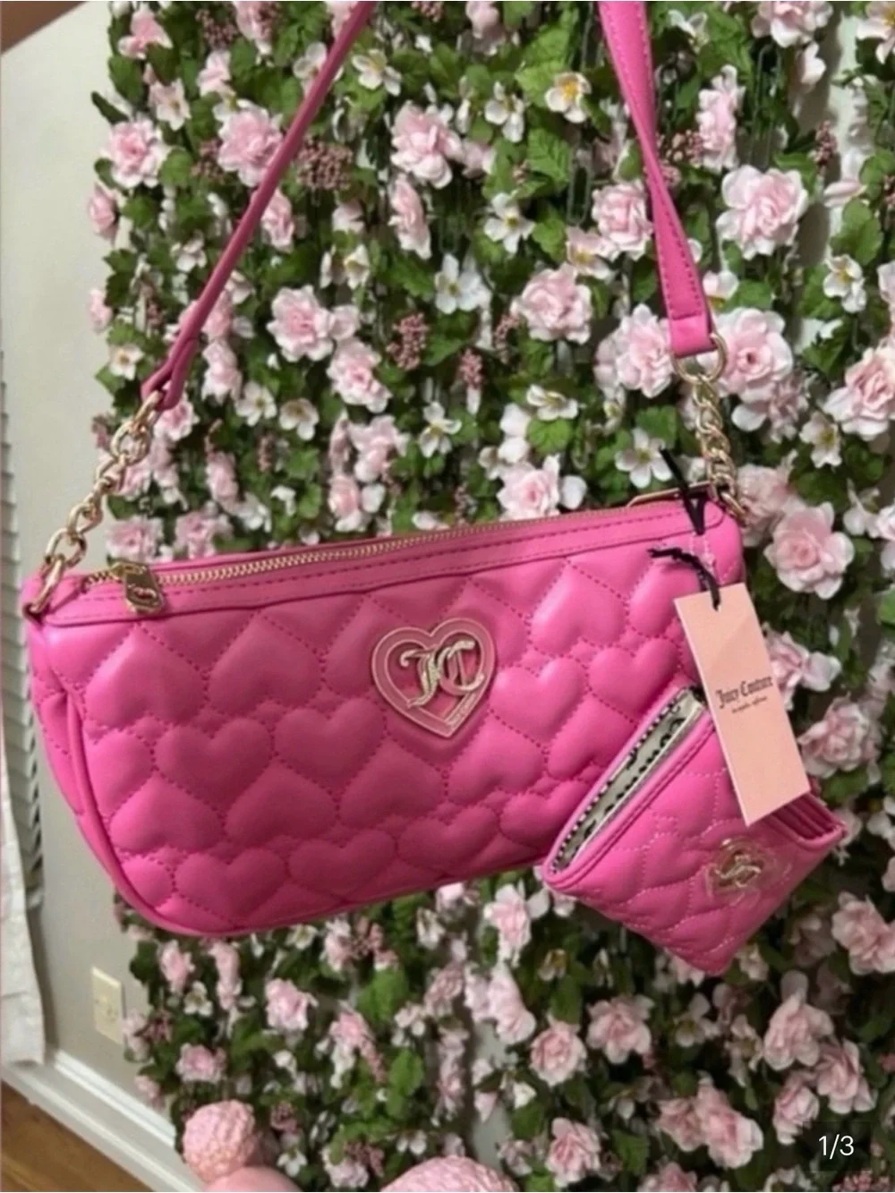 Juicy couture flawless bag, color heart quilted juicy with a matching wallet